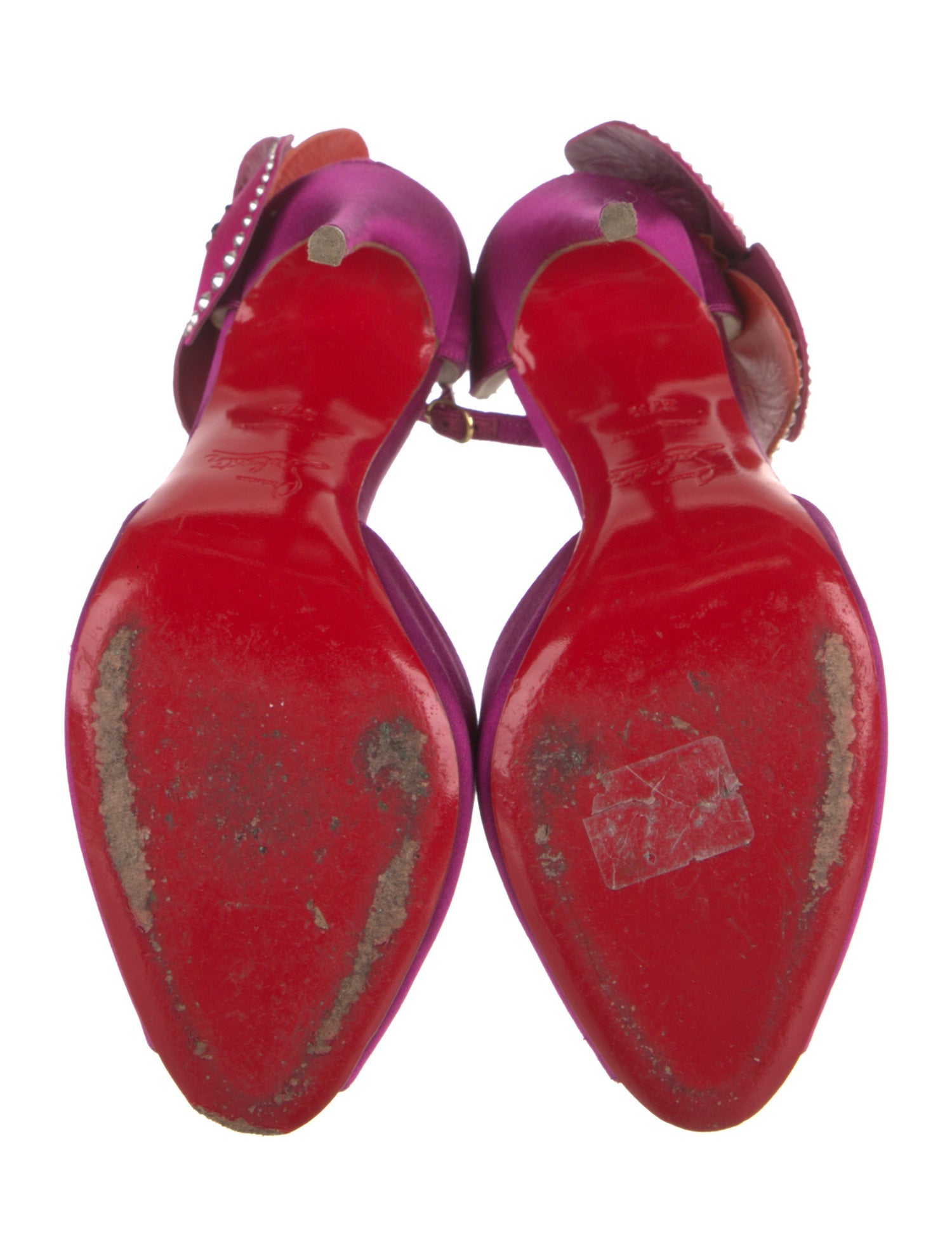 Christian Louboutin Satin Crystal Embellishments D'Orsay Pumps